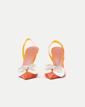 Amina Muaddi Rosie Glass PVC Orange Slingback Pump 37