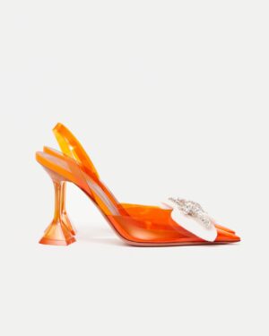 Amina Muaddi Rosie Glass PVC Orange Slingback Pump 37