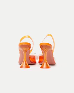 Amina Muaddi Rosie Glass PVC Orange Slingback Pump 37