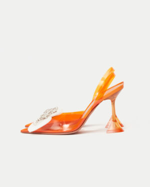 Amina Muaddi Rosie Glass PVC Orange Slingback Pump 37