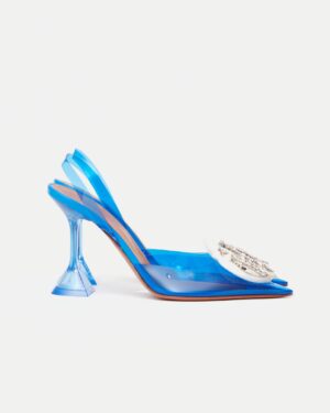 Amina Muaddi Begum Glass PVC Electric Blue Slingback Pump 37.5