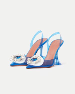 Amina Muaddi Begum Glass PVC Electric Blue Slingback Pump 37.5
