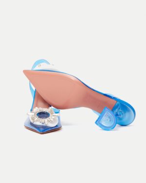 Amina Muaddi Begum Glass PVC Electric Blue Slingback Pump 37.5