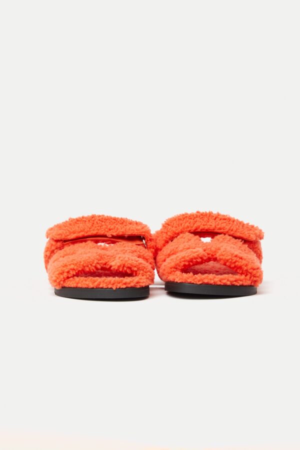 Hermès Chypre Peau Lainee Orange Sandal