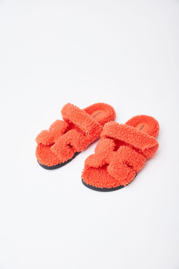 Hermès Chypre Peau Lainee Orange Sandal