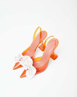 Amina Muaddi Rosie Glass PVC Orange Slingback Pump 37