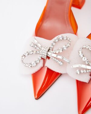 Amina Muaddi Rosie Glass PVC Orange Slingback Pump 37