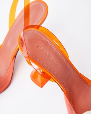 Amina Muaddi Rosie Glass PVC Orange Slingback Pump 37
