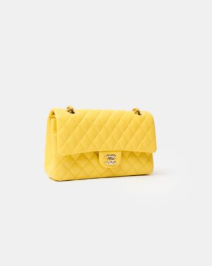Chanel Classic Double Flap Medium Yellow Caviar GHW