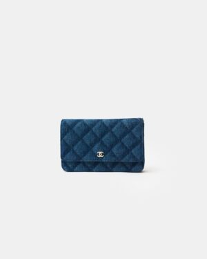 Chanel Classic Wallet On Chain Dark Blue Denim GHW