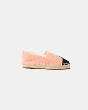 Chanel Light Orange Cotton Tweed Fabric and Grosgrain Espadrilles 37