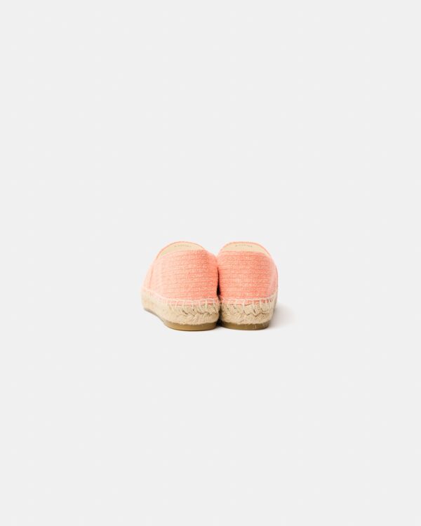 Chanel Light Orange Cotton Tweed Fabric and Grosgrain Espadrilles 37