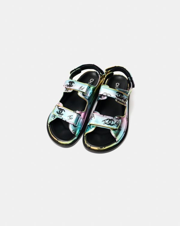 Chanel Multicolor Laminated Calfskin Dad Sandals 37.5