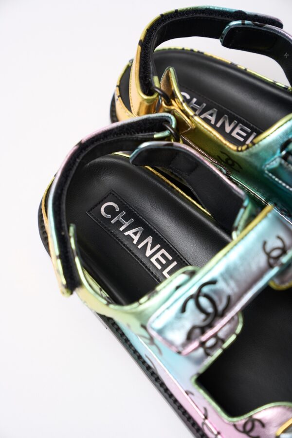 Chanel Multicolor Laminated Calfskin Dad Sandals 37.5