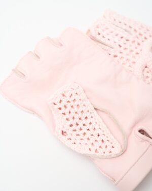 Chanel Fingerless Gloves Light Pink Crochet and Lambskin