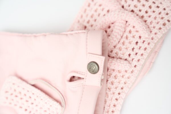 Chanel Fingerless Gloves Light Pink Crochet and Lambskin