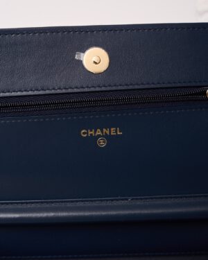 Chanel Classic Wallet On Chain Dark Blue Denim GHW