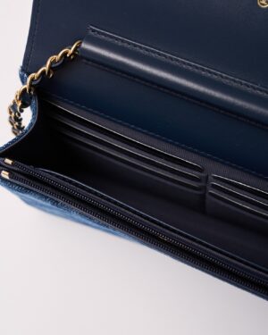 Chanel Classic Wallet On Chain Dark Blue Denim GHW
