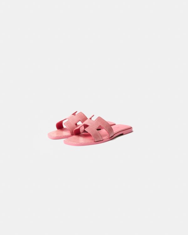 Hermès Oran Rose Jaipur Lizard Sandal 38