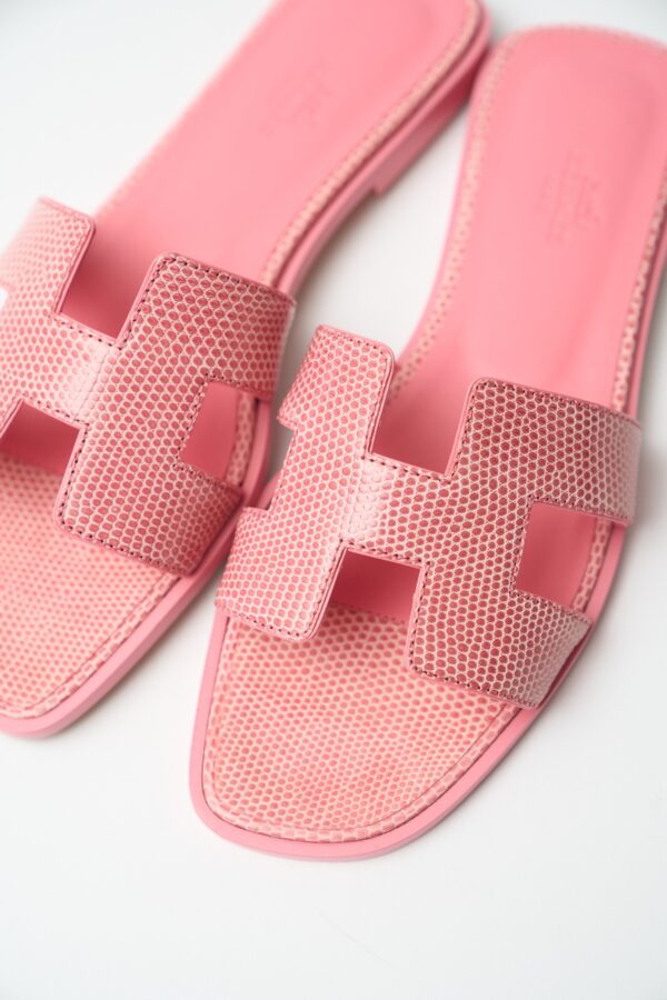 Hermès Oran Rose Jaipur Lizard Sandal 38
