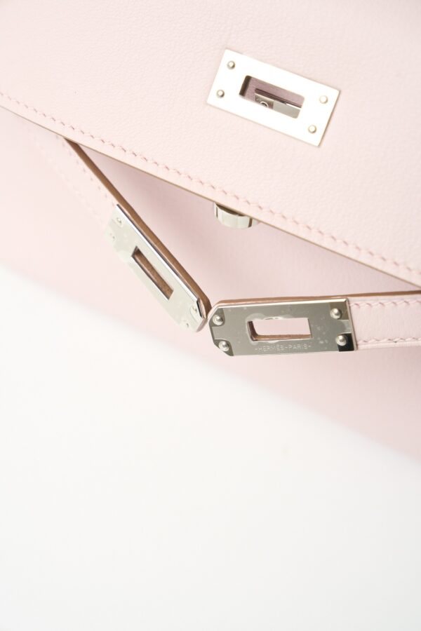 Hermès Kelly Pochette Mauve Pale Swift PHW