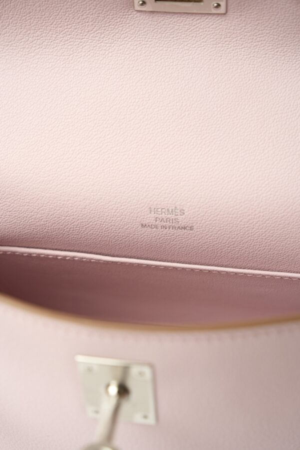 Hermès Kelly Pochette Mauve Pale Swift PHW