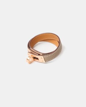Hermès Mini Kelly Double Tour Etoupe Swift Bracelet RGHW