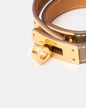 Hermès Mini Kelly Double Tour Etoupe Swift Bracelet GHW