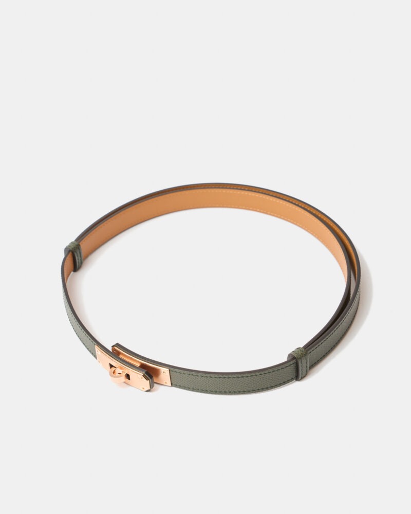 Hermès Kelly Belt 18 Vert Olive Epsom RGHW