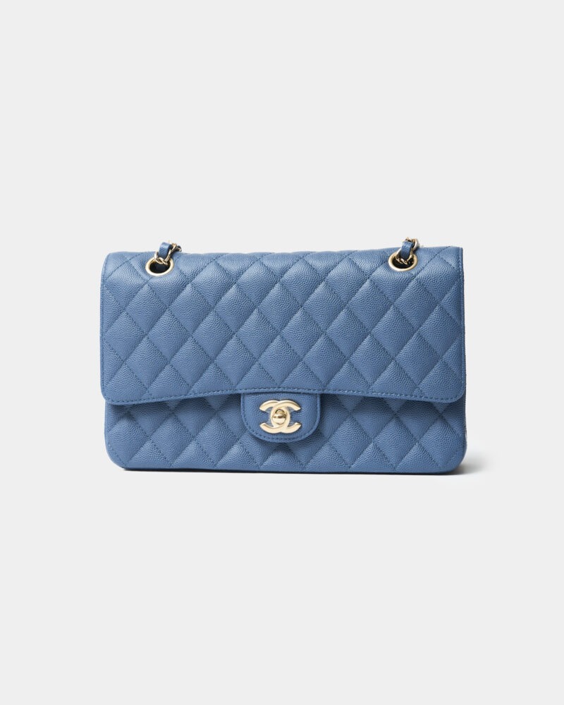Chanel Classic Double Flap Medium Blue Caviar GHW