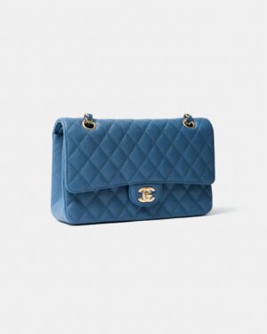 Chanel Classic Double Flap Medium Blue Caviar GHW