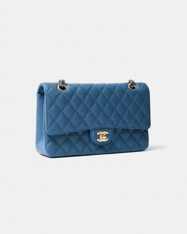 Chanel Classic Double Flap Medium Blue Caviar GHW