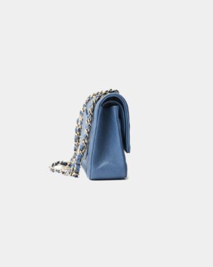Chanel Classic Double Flap Medium Blue Caviar GHW