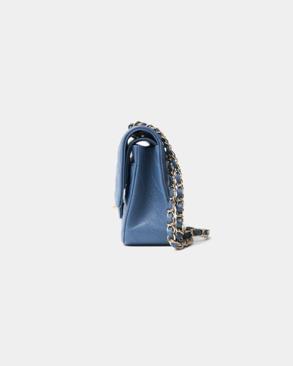 Chanel Classic Double Flap Medium Blue Caviar GHW