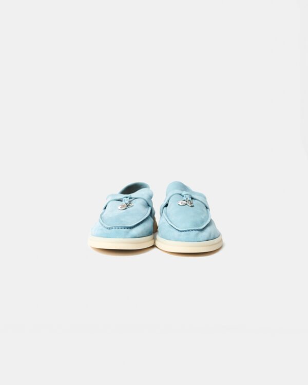 Loro Piana Summer Nautical Charms Walk Light Blue Loafers