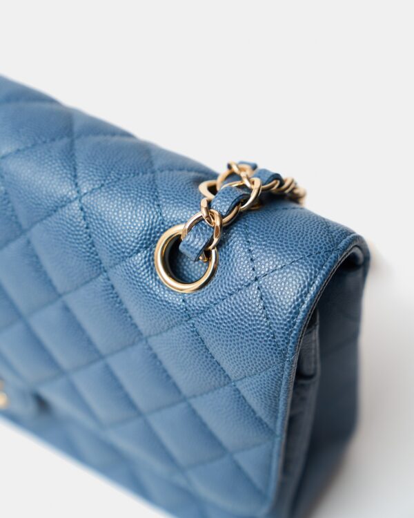 Chanel Classic Double Flap Medium Blue Caviar GHW