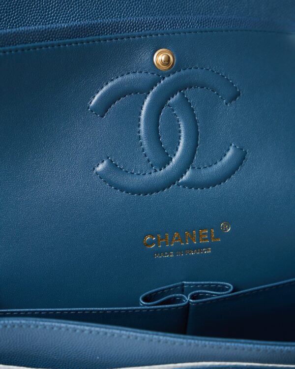 Chanel Classic Double Flap Medium Blue Caviar GHW